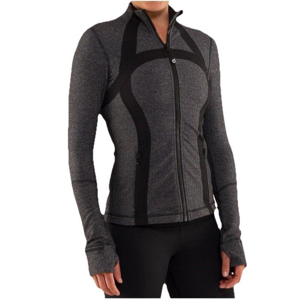 Lululemon Women’s Define Jacket Herringbone Black Heathered Deep Coal Gray 4